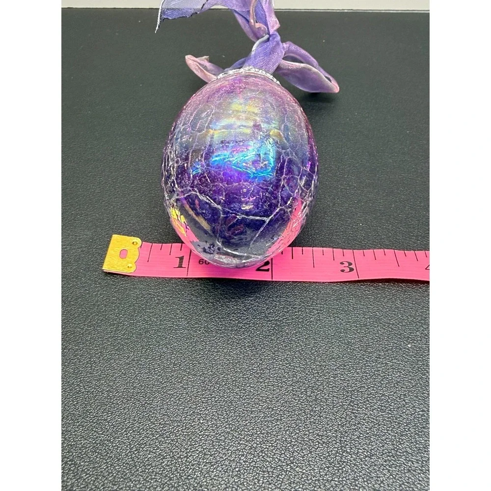 Vintage Spring Easter Crackle Glass Heavy‎ Ornaments- Set of 6 Kugel Style Eggs